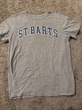 Zoe + Liv Heather Gray Tee with Navy 'ST.BARTS' Graphic
